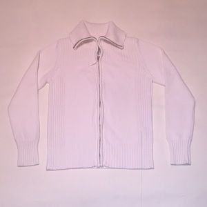 Marks & Spencer M&S Cream Cotton Zip-Up Cardigan